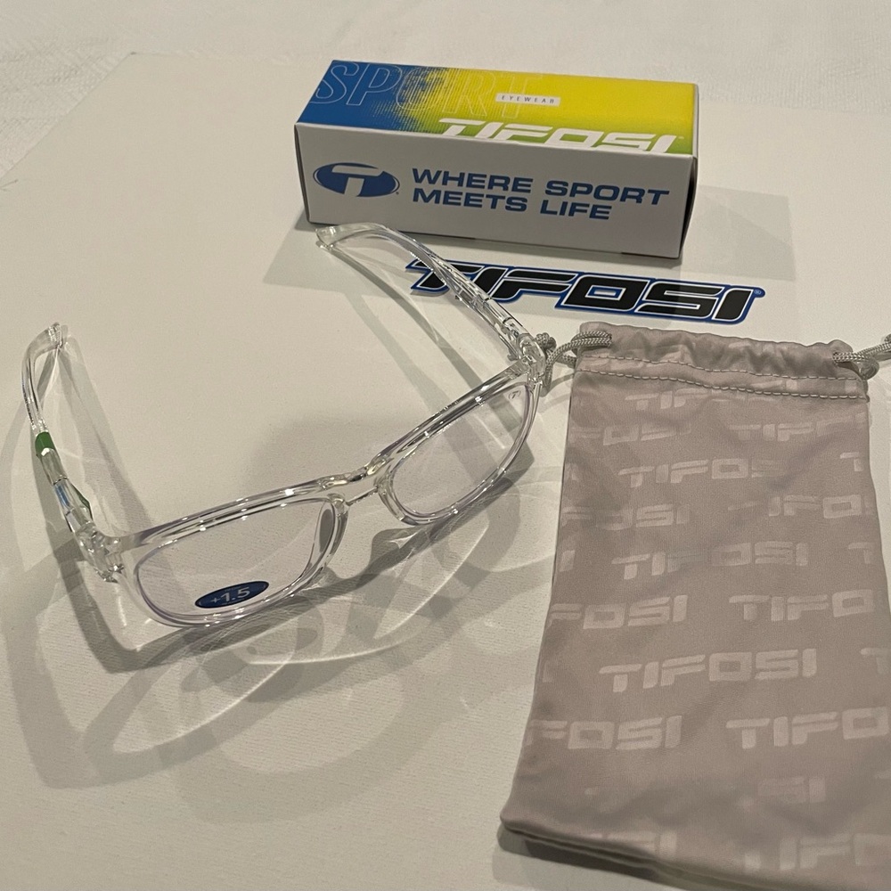 NWT Tifosi Swank Readers Crystal Clear Frame, +1.50 Magnification